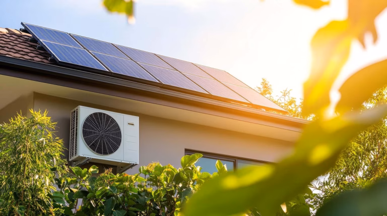 heat pump and solar panels